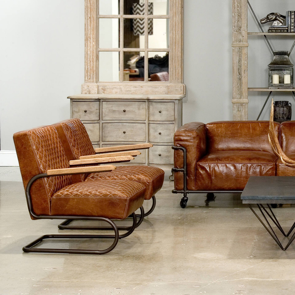 Industrial Quilted Leather Armchair   Industrial   Armchairs And Accent Chairs   by English Georgian America  Houzz