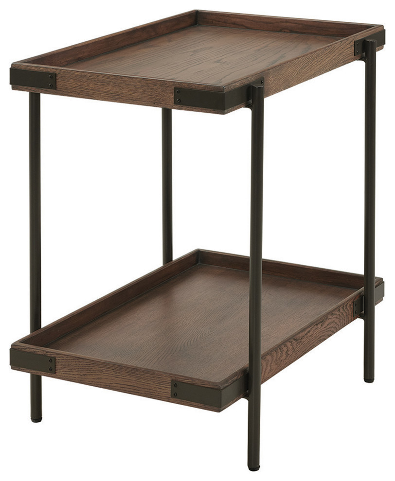 Kyra 27 quotOak and Metal Side Table  Shelf   Industrial   Side Tables And End Tables   by Bolton Furniture  Inc.  Houzz