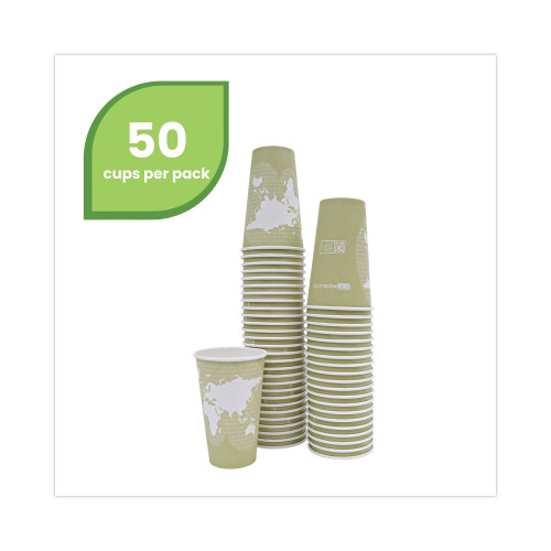 Eco-Products World Art Renewable and Compostable Hot Cups， 16 oz， 50/Pack， 20 Packs/Carton (EPBHC16WA)