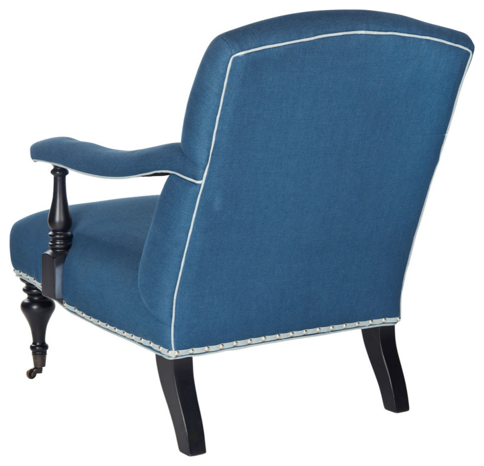 Lexa Arm Chair Silver Nail Heads Steel Blue/ Black   Traditional   Armchairs And Accent Chairs   by AED Luxury Home Decor  Houzz