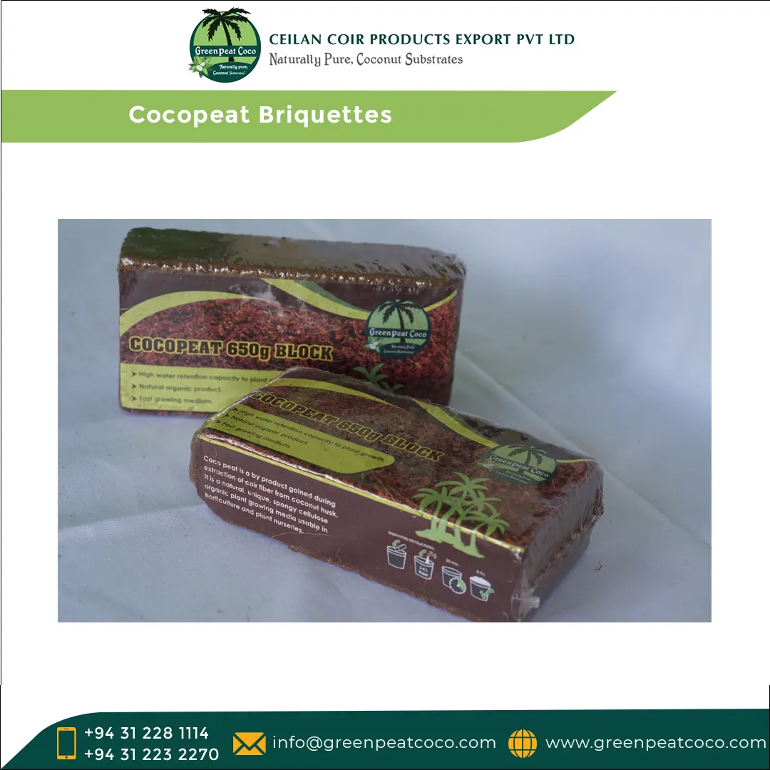 Genuine Supplier Widely Selling 100% Natural and Organic Chemical Free Cocopeat Briquettes with High Water Holding Capacity