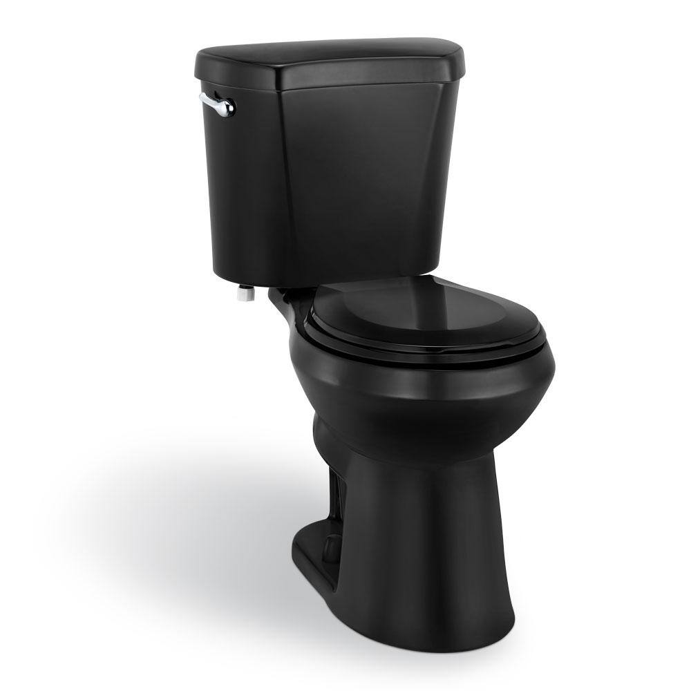 Glacier Bay 2-Piece 1.28 GPF High Efficiency Single Flush Round Front Toilet in Black N2428R-BLK