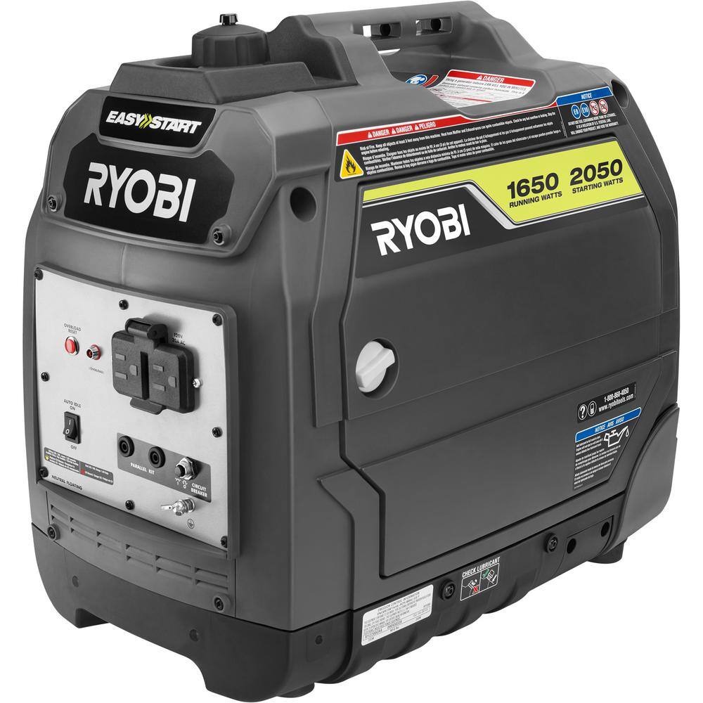 RYOBI 2050 Starting Watt Gray Recoil Start Gasoline Powered Digital Inverter Generator with CO Shutdown RYi2022