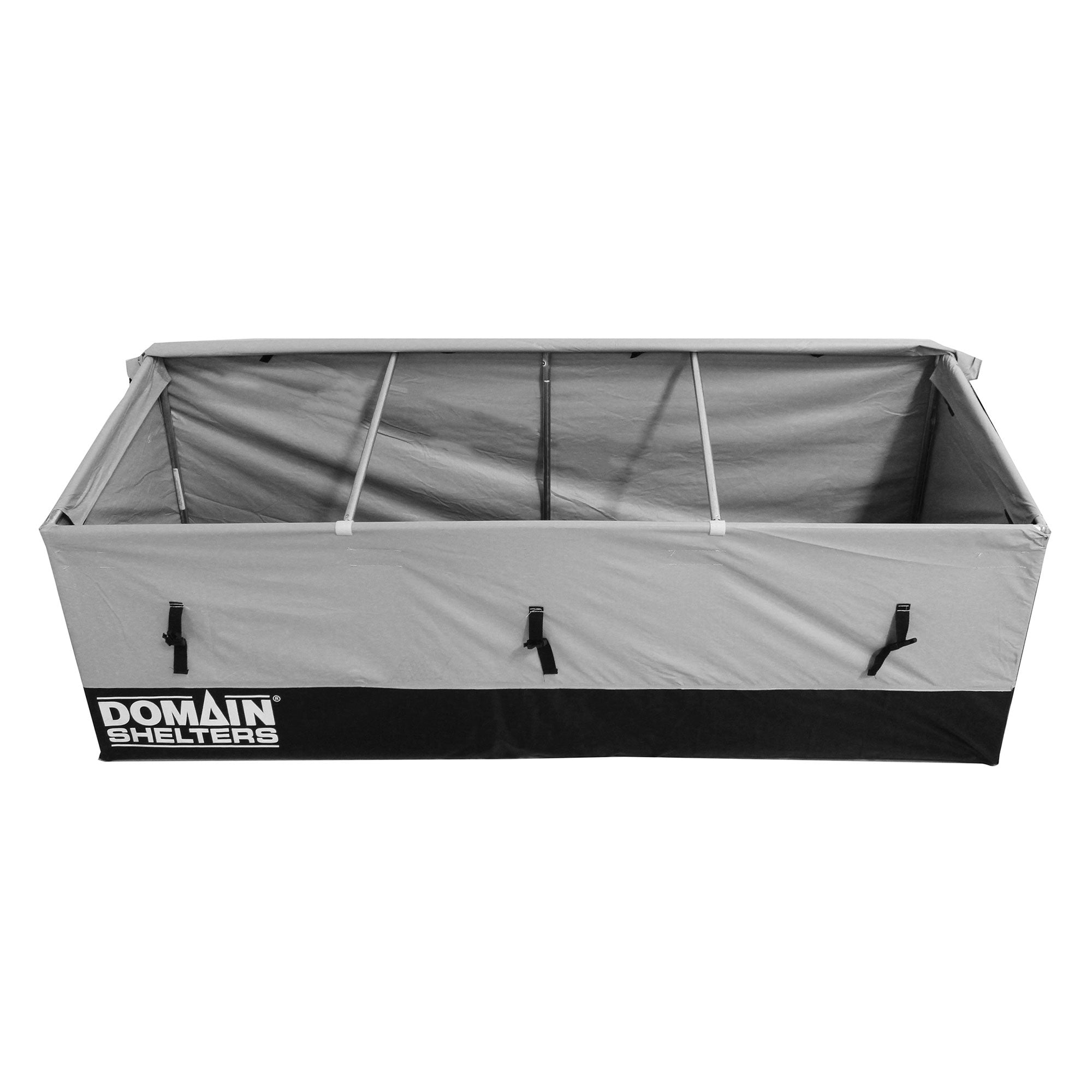 Domain Shelters 176 Gallon 6 x 2 Foot Outdoor Patio Storage Deck Box, Gray/Black