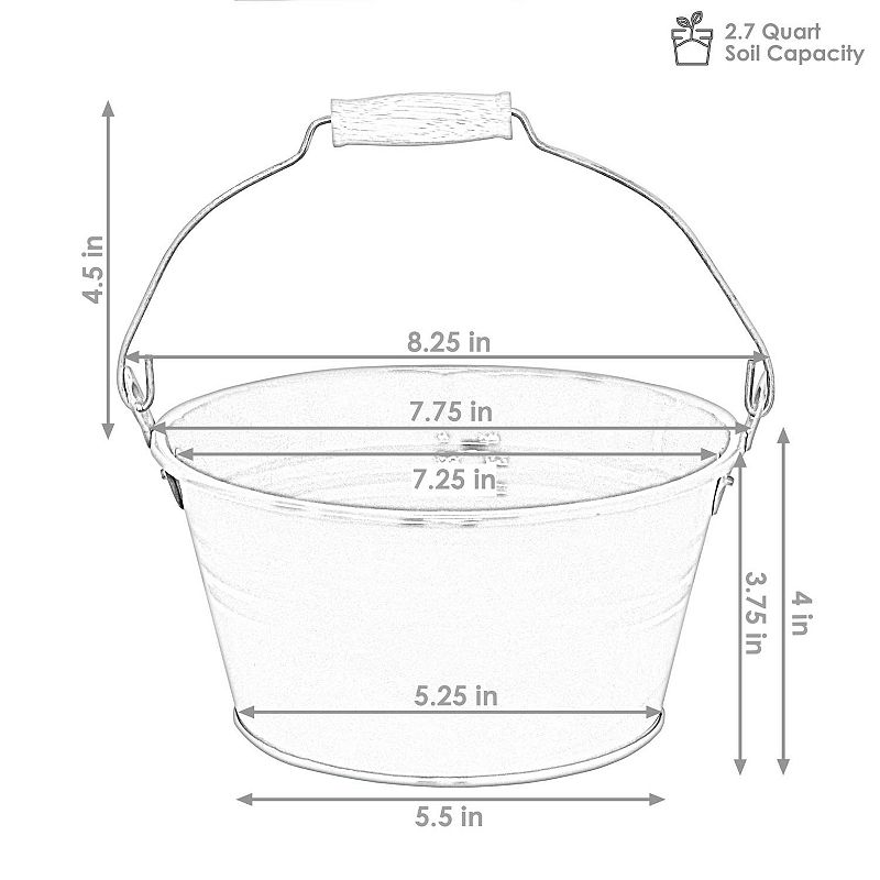 Sunnydaze Set of 10 Galvanized Steel Buckets with Handle