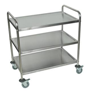 Luxor 33 in. x 21 in. 3-Shelf Stainless Steel Cart in Silver ST-3