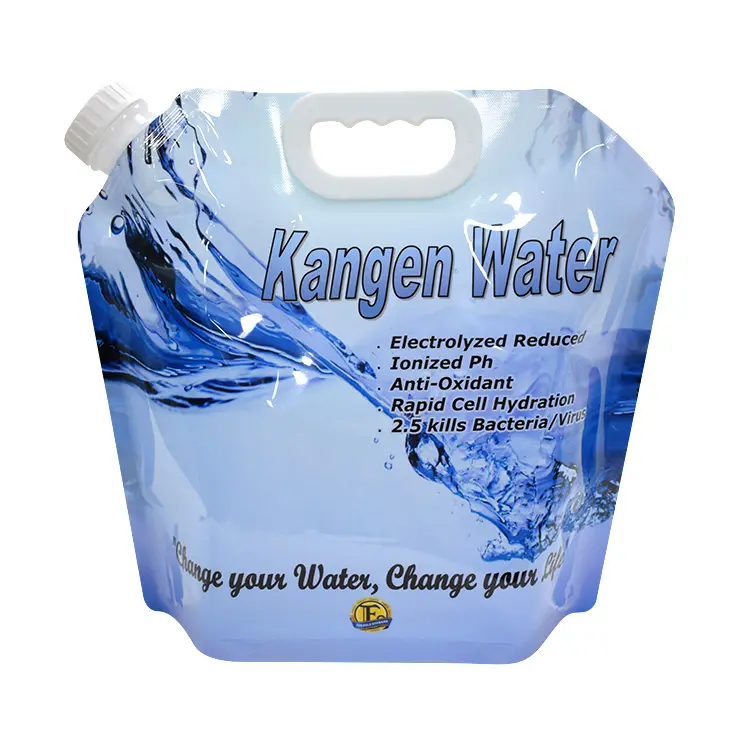 BPA free portable plastic liquid pouch 5 liter kangen water bag Alkaline water bag drinking water botlles for camping   hiking