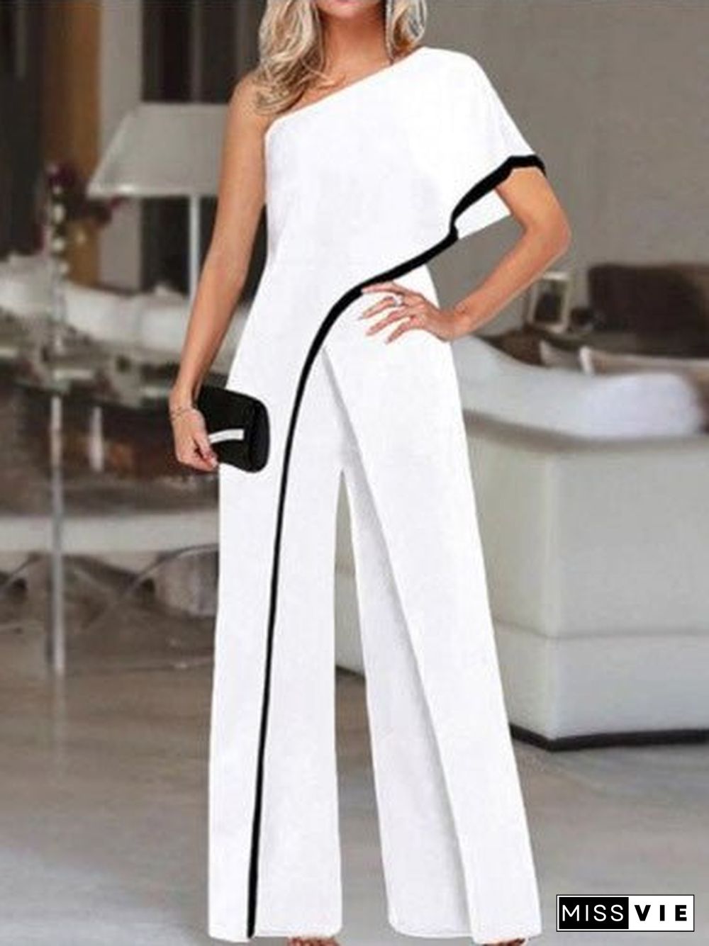 Women'S Jumpsuits Sloping Shoulder Irregular Jumpsuit