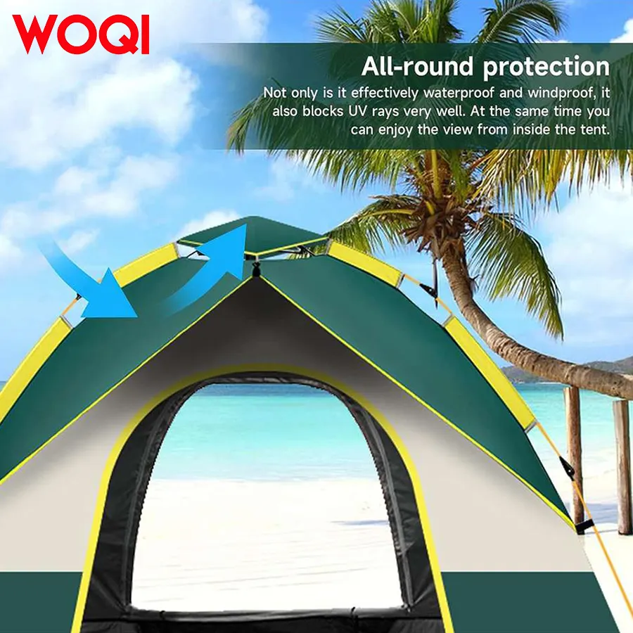 WOQI 4 person family camping tent  waterproof and windproof  outdoor backpacking and hiking