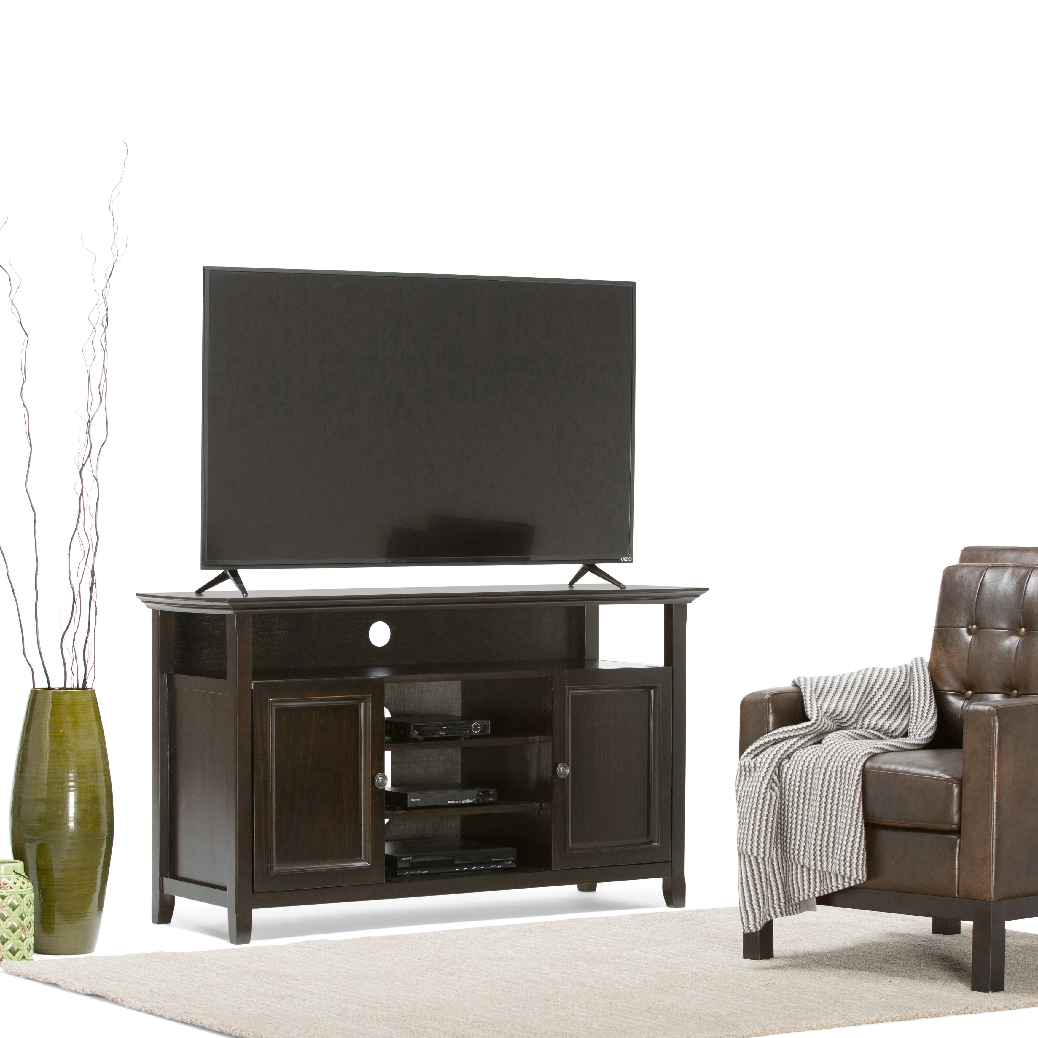 WYNDENHALL Halifax SOLID WOOD 54 inch Wide Transitional TV Media Stand For TVs up to 60 inches - 54'' W x 18.9'' D x 31.9'' H