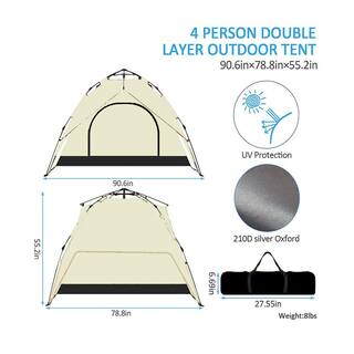 Kahomvis 4-Person Waterproof Polyester Camping Dome Tent Portable Backpack Tent in Beige QDF-LKW2-552