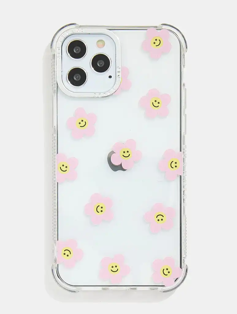 Pink Flower Happy Face Shock iPhone Case