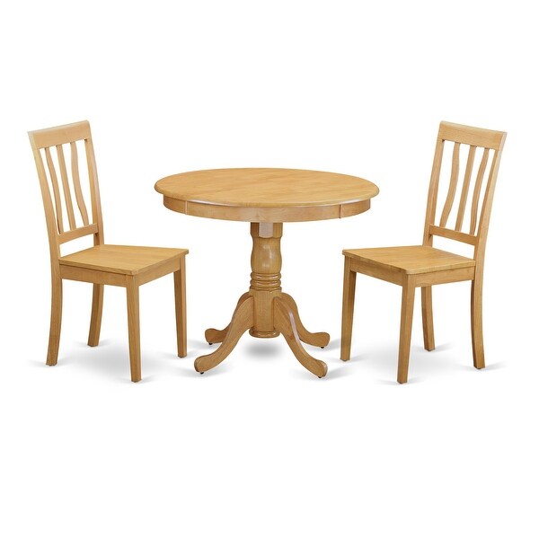 3 PC Oak Kitchen Table Set Including 1 Small Kitchen Table plus 2 Dining Chairs (Chair Seats Option)