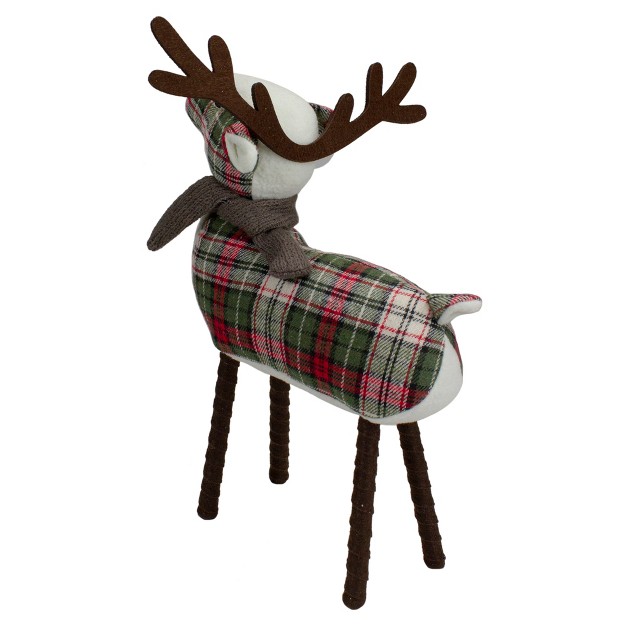 Red And Green Plaid Reindeer Christmas Decoration