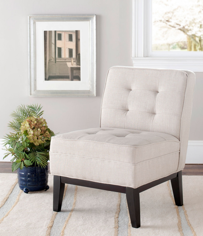 Gillie Tufted Armless Chair Linen   Transitional   Armchairs And Accent Chairs   by AED Luxury Home Decor  Houzz