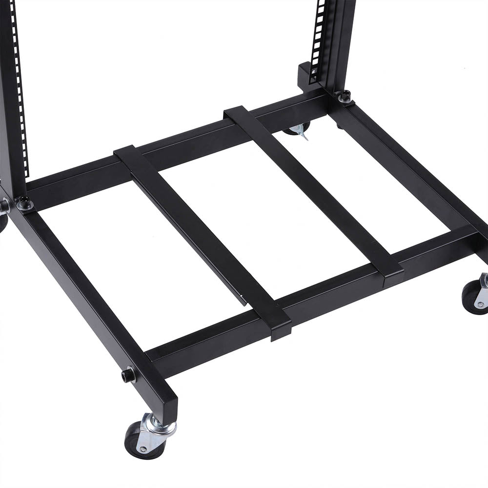 Yescom 19in 16U Stage Rolling Audio Mixer Stand Rack Cart w/ 4 Poles