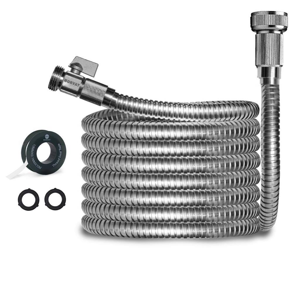 Morvat 12 in. x 10 ft. Stainless Steel Garden Leader Hose MOR-SS-HOSE-10-A