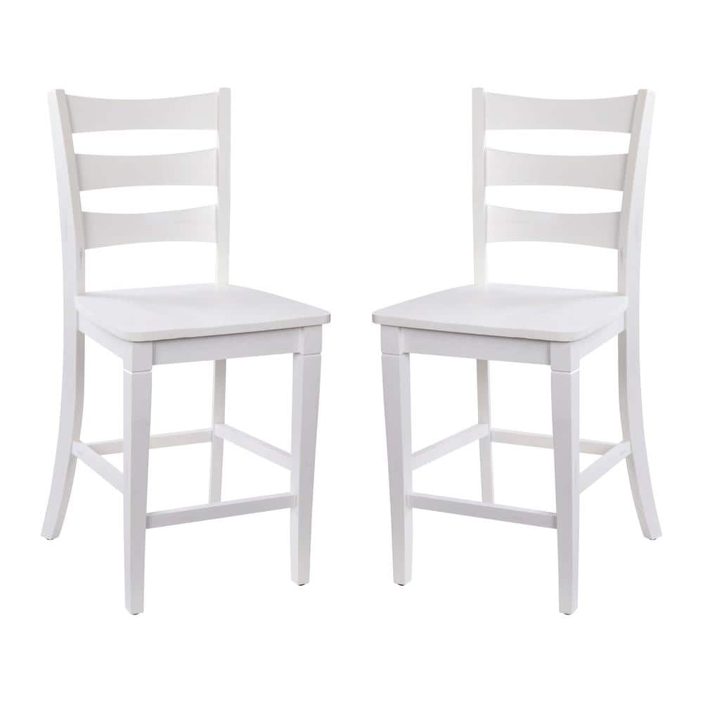 Carnegy Avenue 41.5 in. White Wash Full Wood Bar Stool with Wood Seat CGA-ES-520599-WH-HD