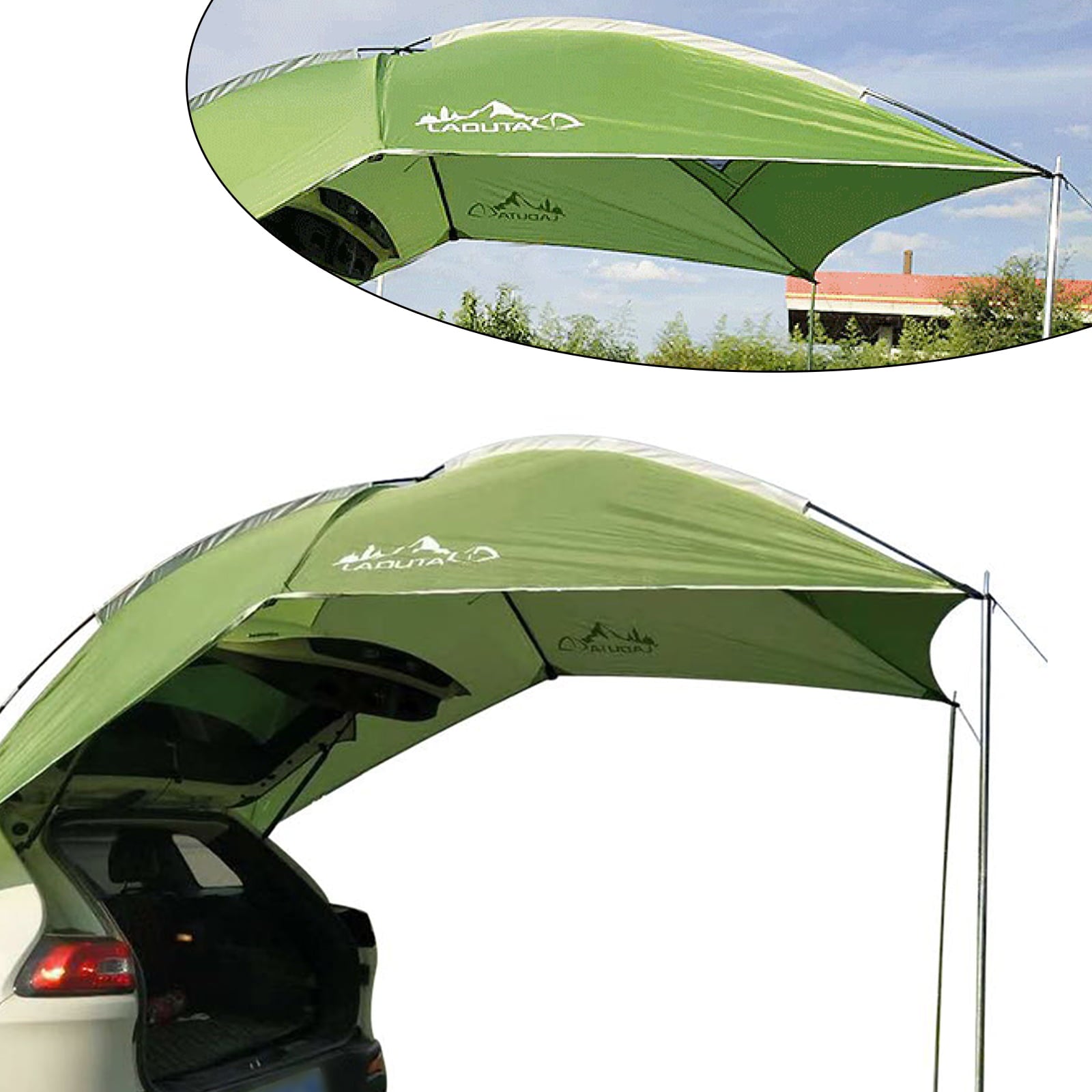 Outdoor SUV Tailgate Sun Shade Awning Car Rear Tent for Vehicle Sun Shelter， Setup Anywhere-Car Camping， Park， Sports， Attach to Truck Van RV Jeep， Green