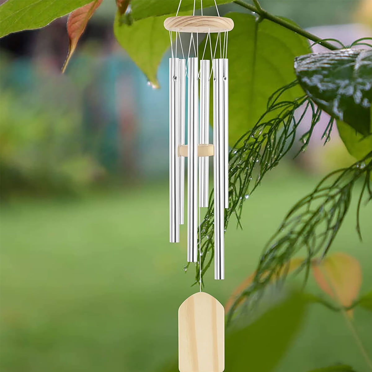 6 Tubes Wind Chimes Large Resonant Bell Chapel Church Garden Home Decor， 18*18*20*22*24*26cm