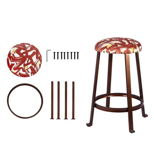 24inch Round Backless Metal Bar Stool -2 Pack - N/A