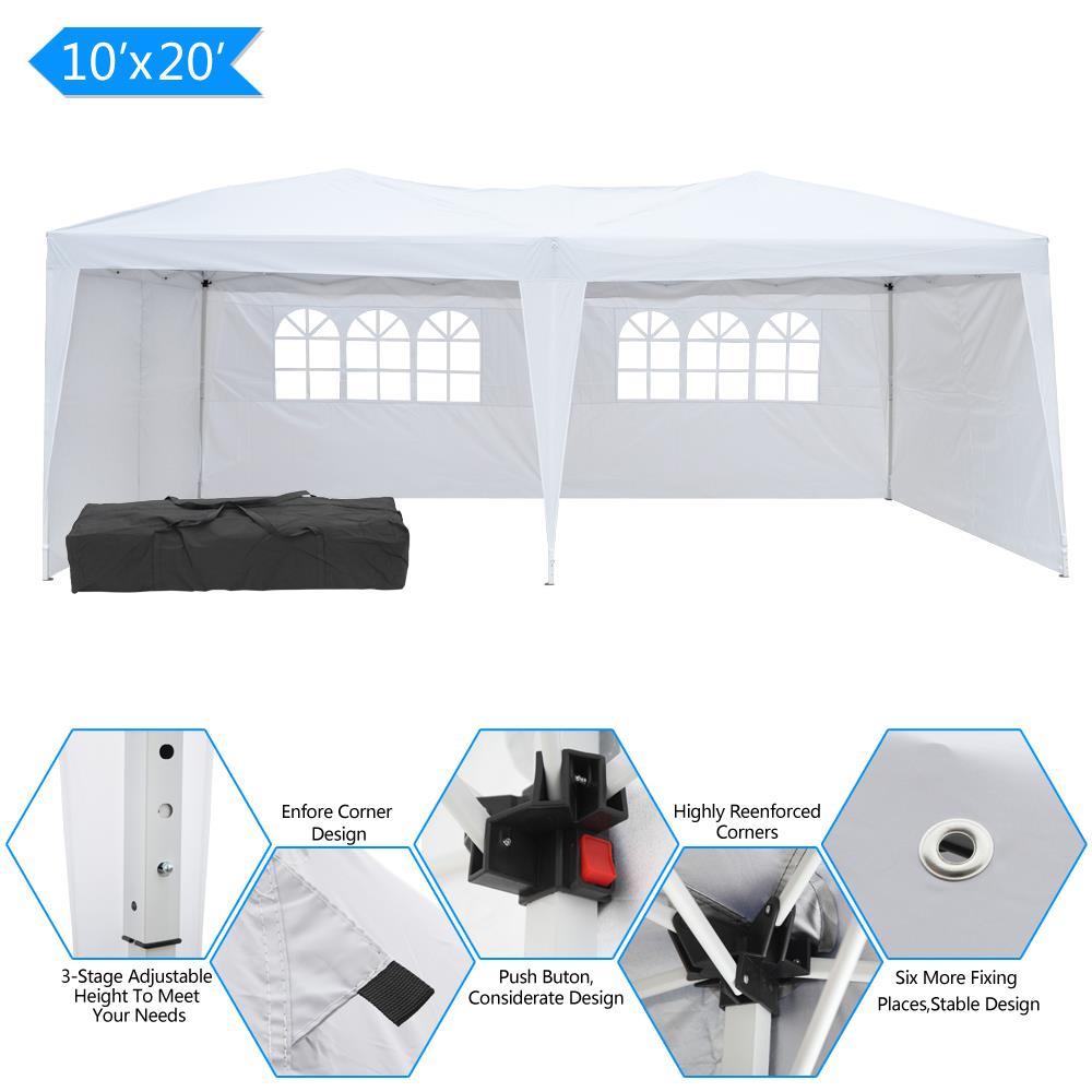 GoDecor 10'x 20' Pop Up Canopy Wedding Party Tent Outdoor Folding Gazebo Shade-4 Sides White