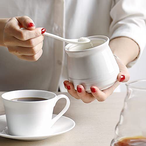 Sugar Bowl with Lid and Spoon 12 oz Ceramic Sugar Container Sugar Jar f...