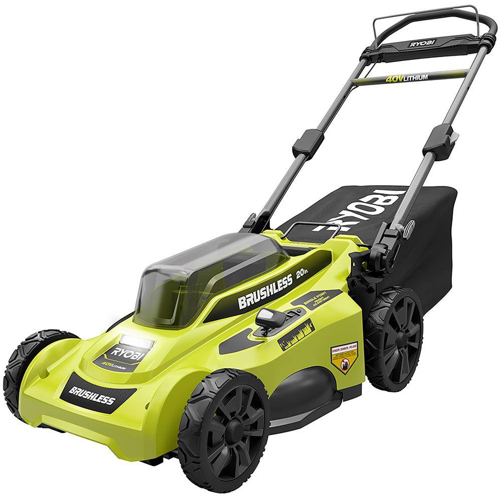 RYOBI 40V Brushless 20 in. Cordless Battery Walk Behind Push Lawn Mower with 6.0 Ah Battery and Charger RY401110