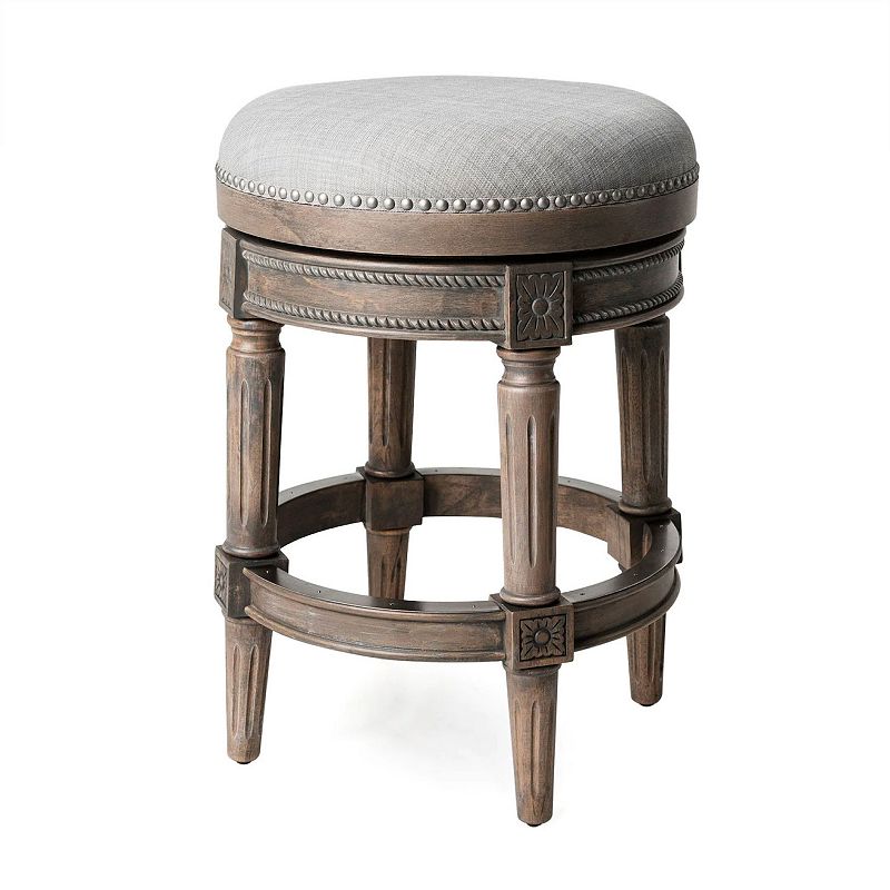 Maven Lane Pullman Backless Swivel Kitchen Counter Stool， Reclaimed Oak