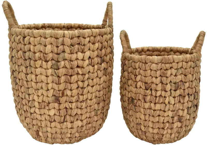 15 Inch Water Hyacinth Basket with Handles