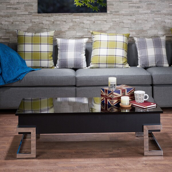 White and Chrome Box Storage Modern Coffee Table