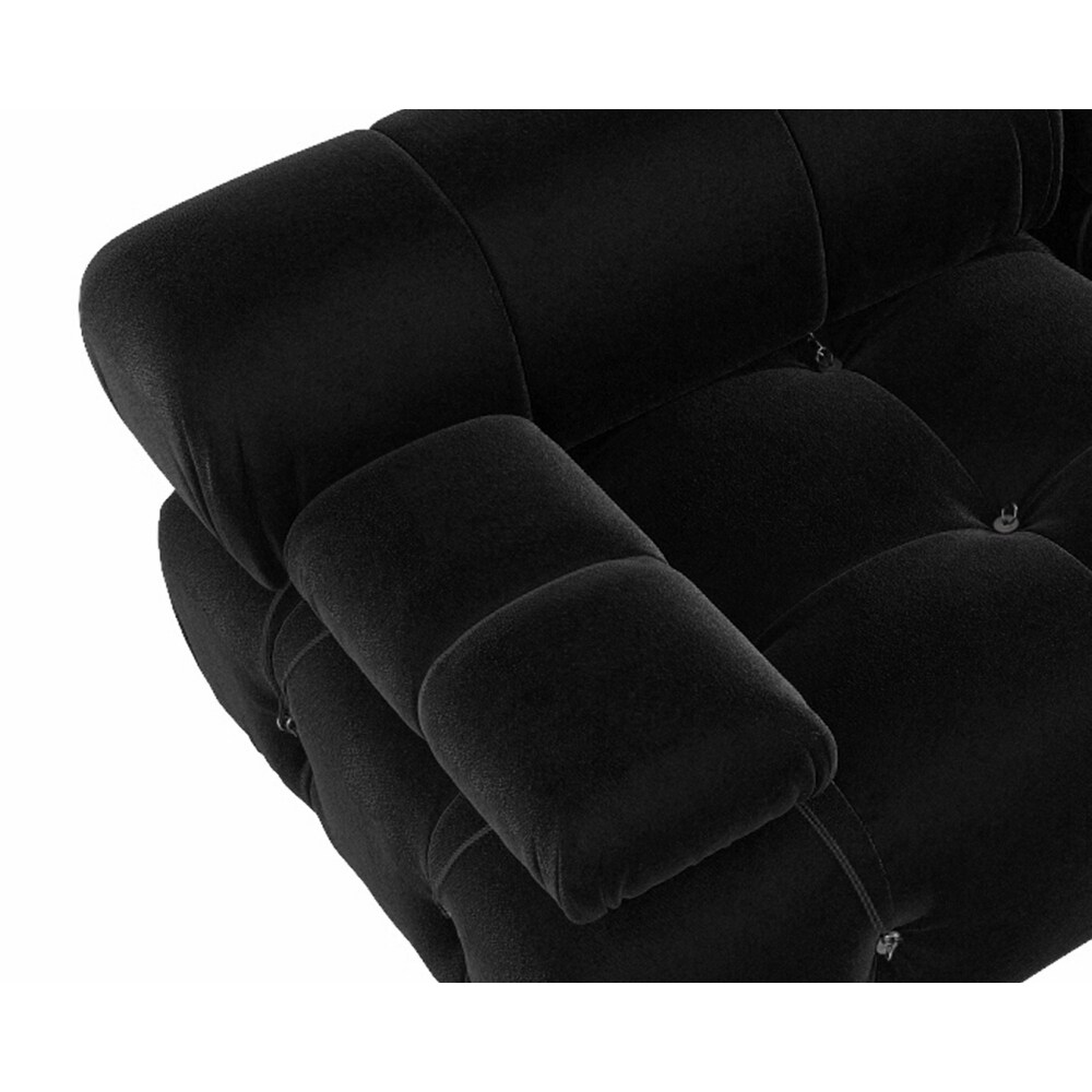 Minimalism Black Velvet Upholstered Module Sectional Sofa Lounge Salon Couch for Living Room