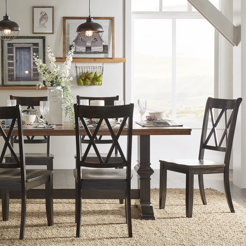 Eleanor Black Farmhouse Trestle Base X Back 5 piece Dining Set by iNSPIRE Q Classic