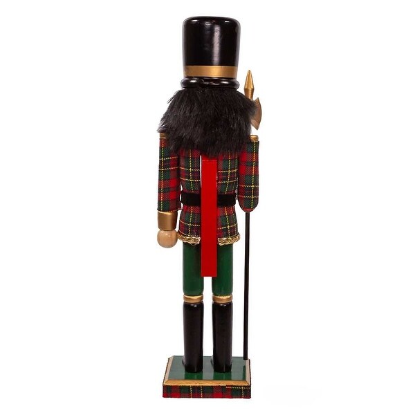 Kurt Adler 15Inch Wooden Green and Red Plaid Soldier Nutcracker