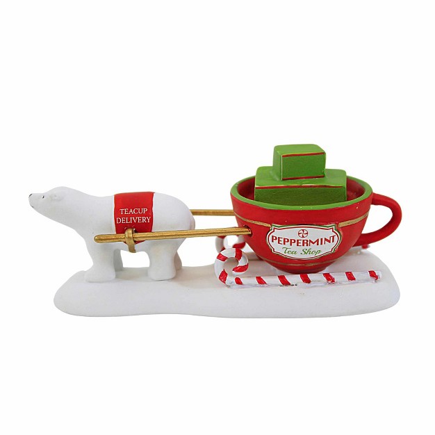 Department 56 Villages Teacup Delivery Service One Accessory 1 75 Inches Sled Polar Bear Peppermint 6011407 Porcelain Red