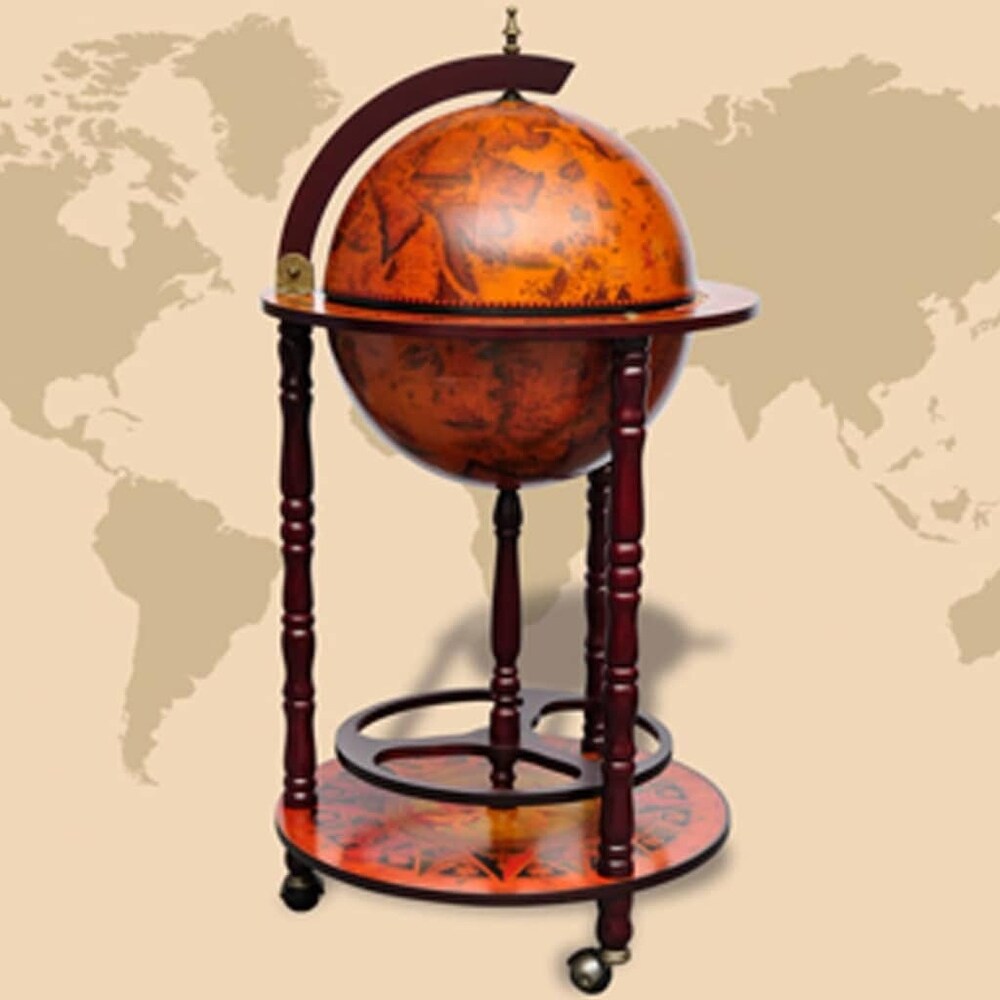 vidaXL Globe Bar Wine Stand Eucalyptus Wood   N/A