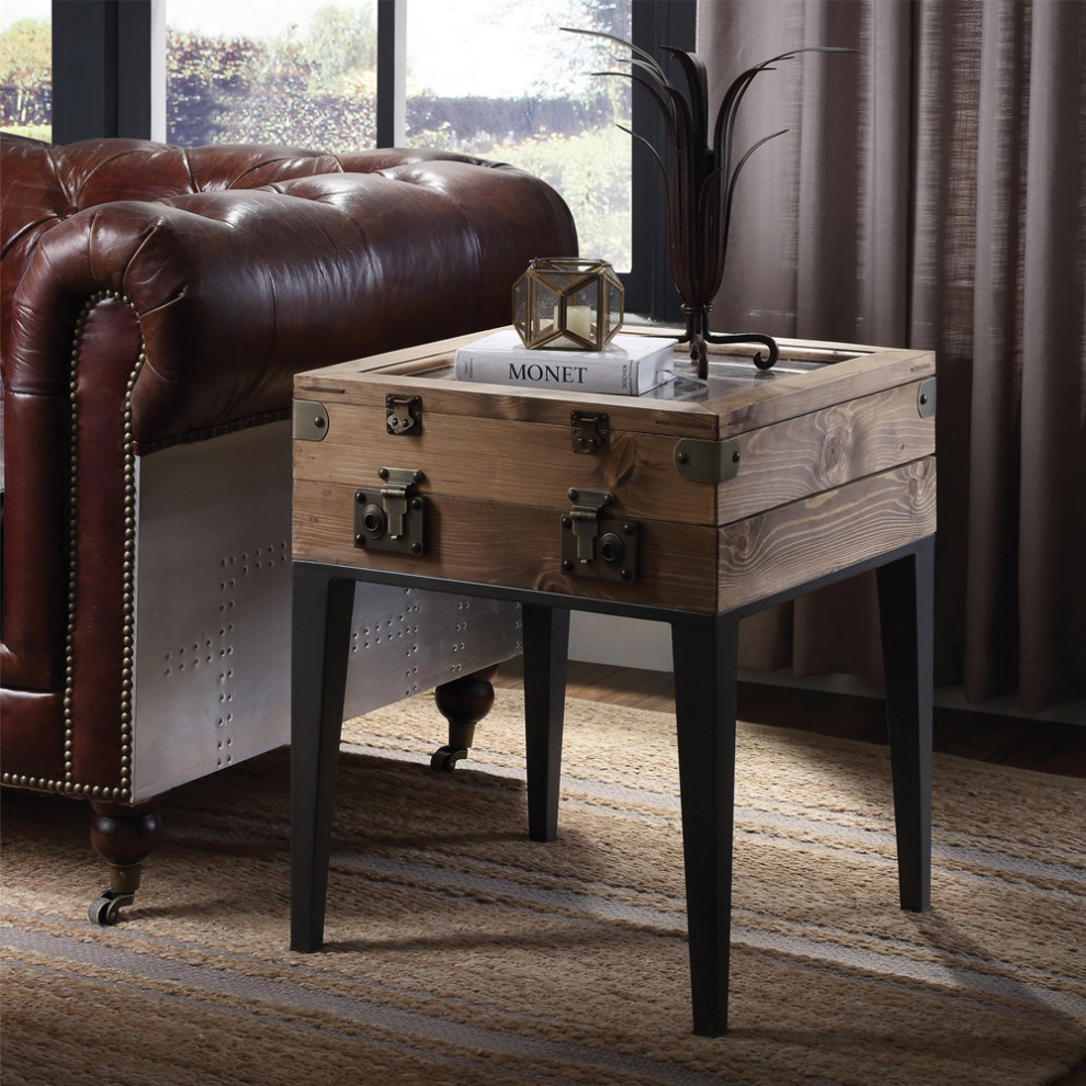 Acme Kolin Accent Table Rustic Oak and Matte Gray   Industrial   Coffee And Accent Tables   by AMOC  Houzz