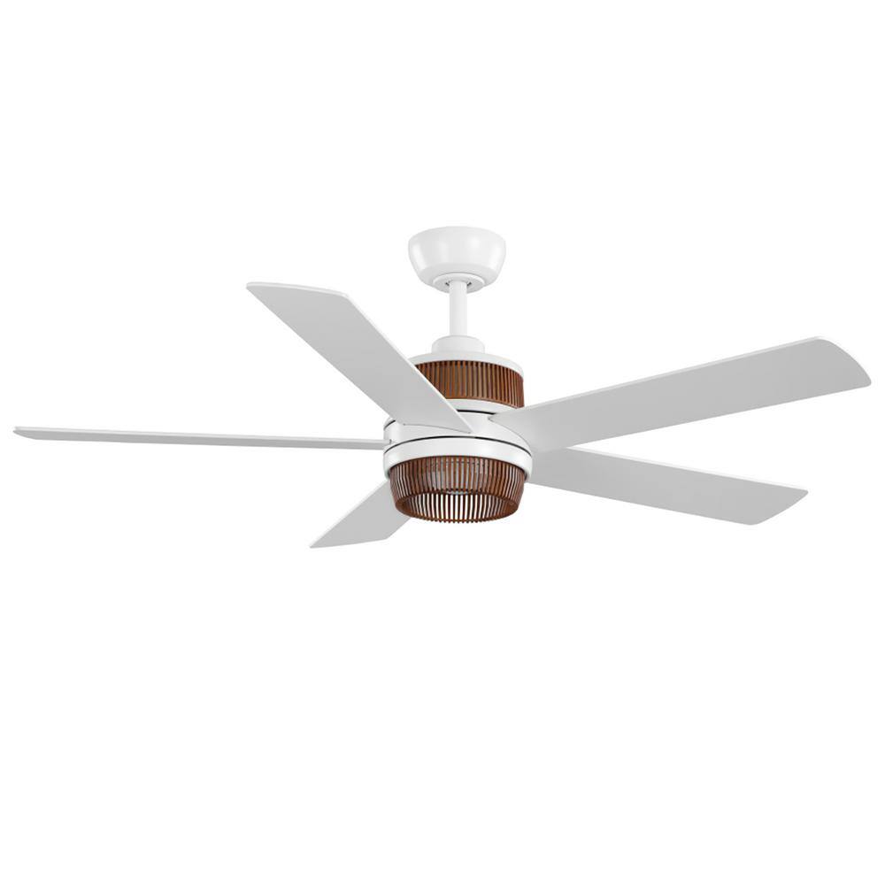 Hampton Bay Tonham 52 in. White Changing Integrated LED Indoor Matte White Ceiling Fan with Remote Control Included 92328