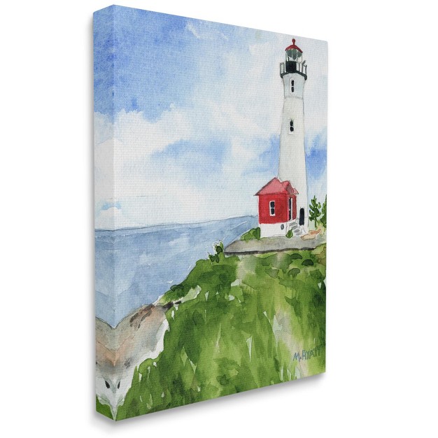 Stupell Industries Beach Cliff Lighthouse Ocean Overlook Landscape