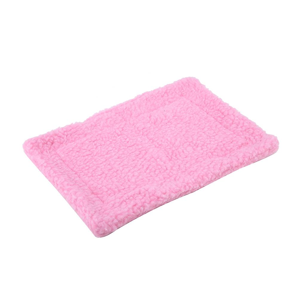 Hedgehog Guinea Pig Bed Mat Rectangular Plush Cushion Hamster House Nest Pet Supplies Pink