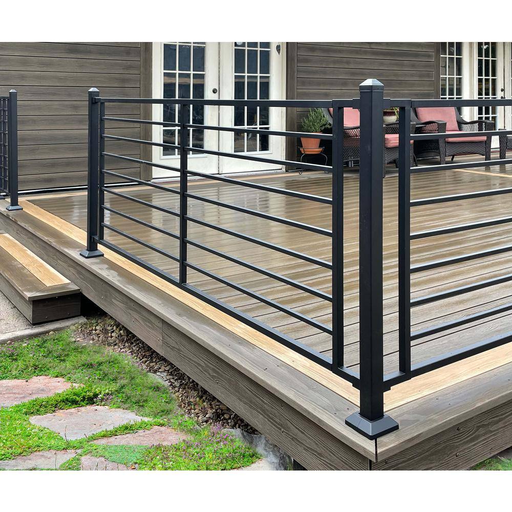 FORTRESS Fe26 Axis 34 in. H x 6 ft. W Black Steel Railing Stair Panel 53034748