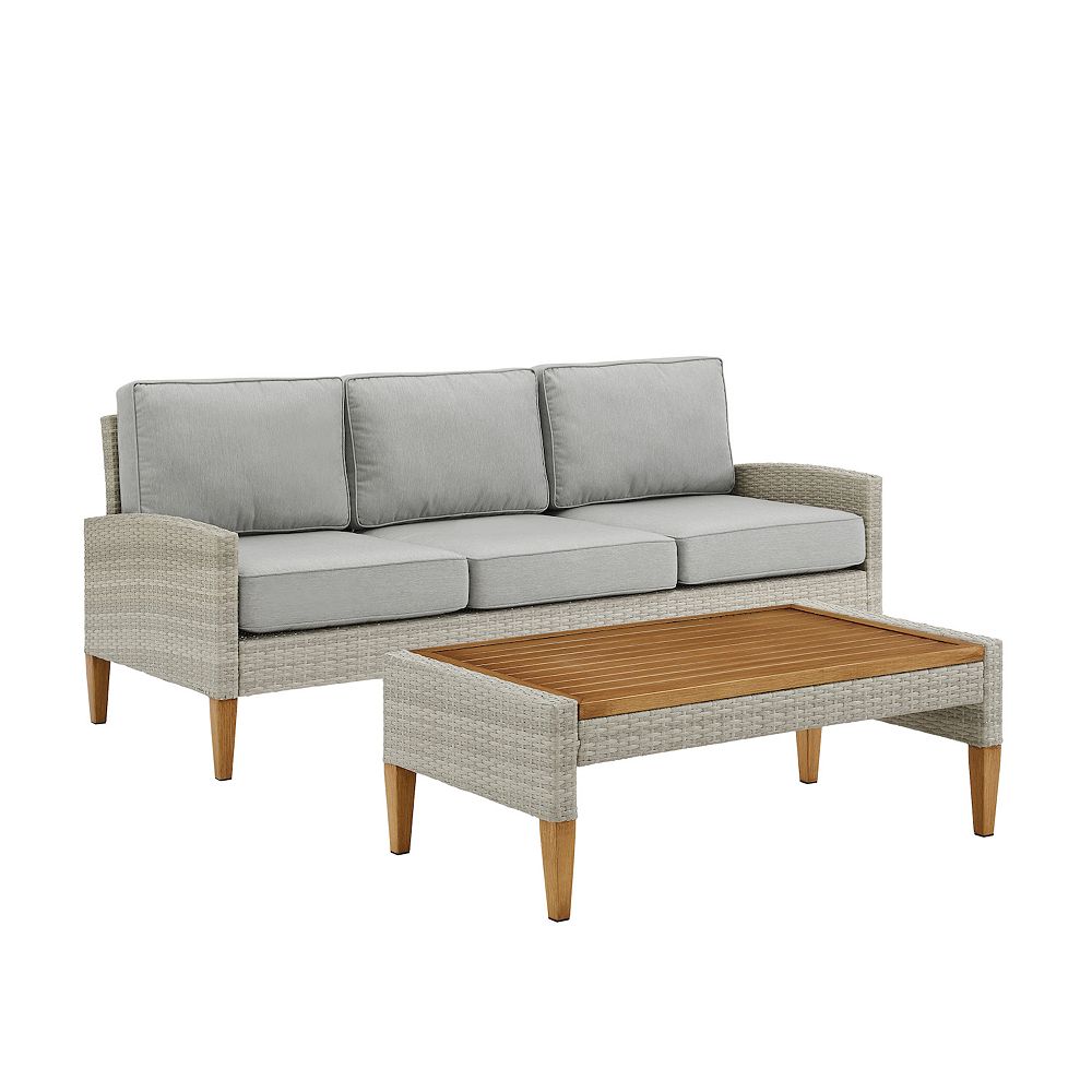 Crosley Capella Outdoor 2-Piece Wicker Sofa and Coffee Table Set