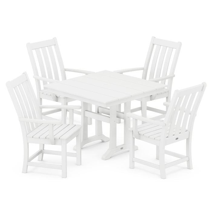 Polywood Vineyard 5-Piece Farmhouse Trestle Arm Chair Dining Set PWS643-1