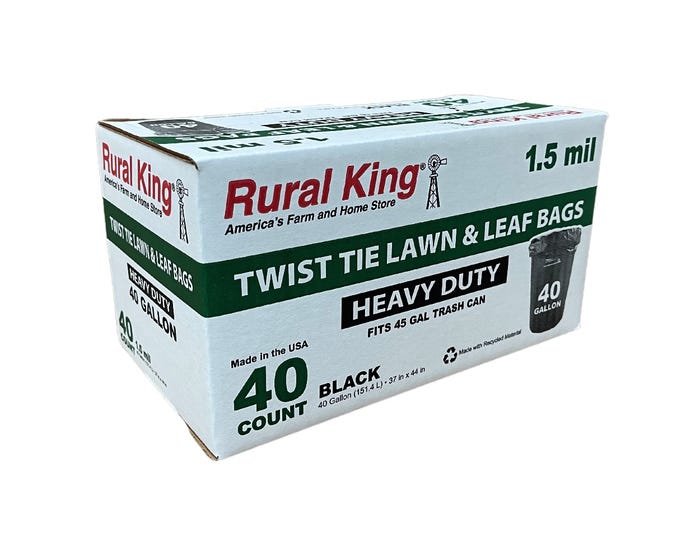 Rural King Heavy Duty 40 Gallon Lawn  Leaf Trash Bags， 40 Count