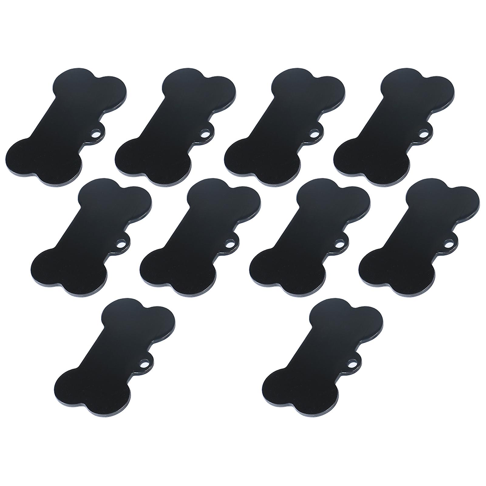 10pcs Blank Engraved Dog Tags Stainless Steel Engraving Pet Dog Id Tag (black 4*2.1*0.2cm)