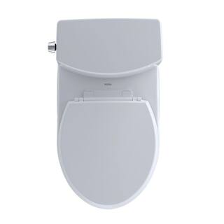 TOTO Drake II 2-Piece 1 GPF Single Flush Elongated ADA Comfort Height Toilet in Cotton White SoftClose Seat Included MS453124CUFG#01