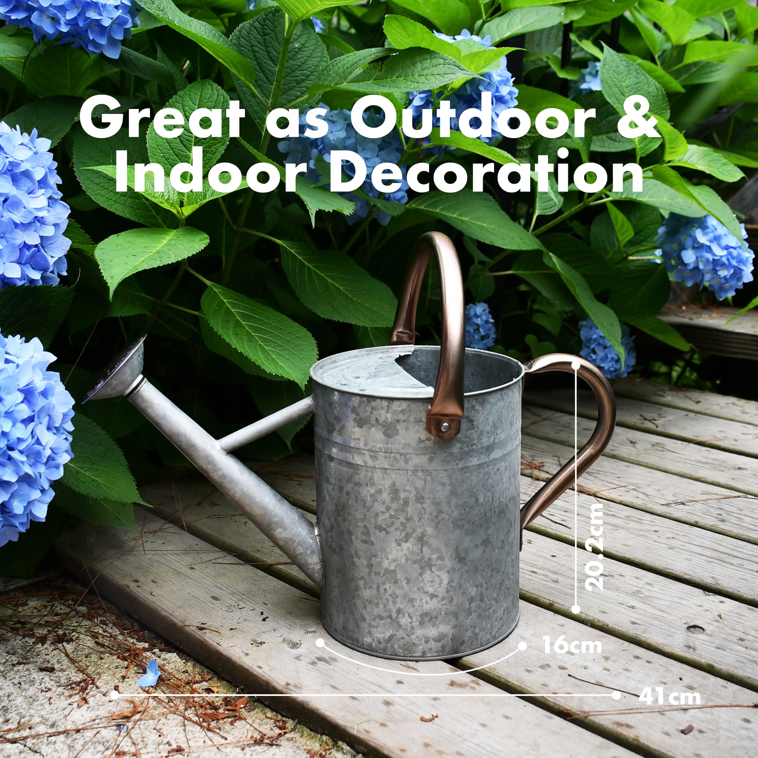 Homarden Colored Metal Watering Can with Removable Spout， Copper Watering Can， 1 Gallon