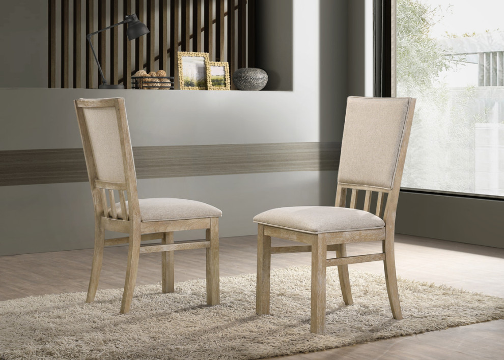 Brutus Reclaimed Wheat 19 quotW Contemporary Fabric Dining Chair  Set of 2   Farmhouse   Dining Chairs   by Lilola Home  Houzz