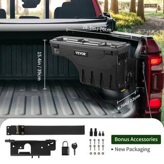 VEVOR 28 in. ABS Truck Bed Storage Box 6.6 Gal. Passenger Side Truck Tool Box with Padlock for Dodge Ram 1500 2019-2023 Black KCLJGDODGERAMO9XUV0