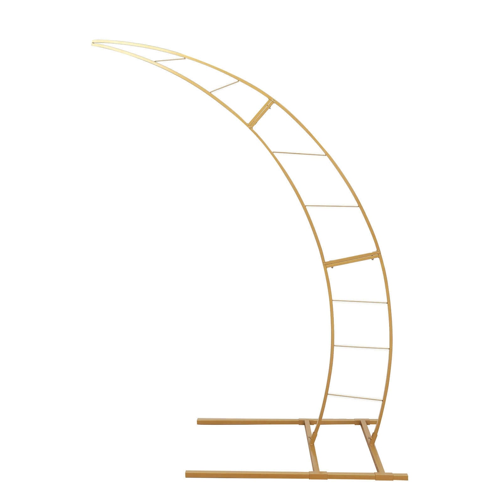 Gold Metal Half Crescent Moon Wedding Arch Flower Stand, Curved Arbor Balloon Frame 6.5ft